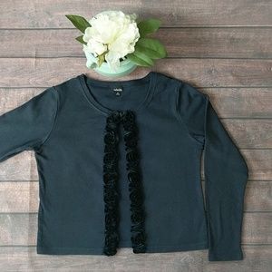 Rafaella | Navy Blue Cardigan with Rose Front